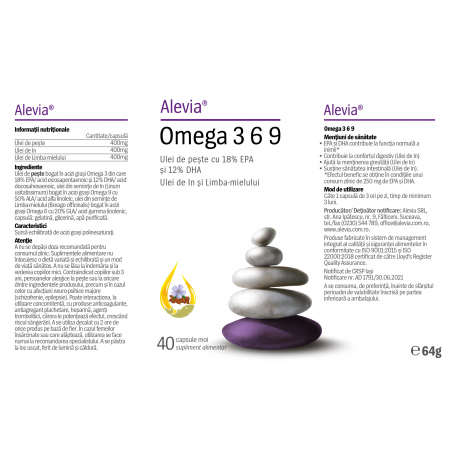 OMEGA 3 6 9, (ulei de Peste, In si Limba-mielului) capsule moi, Alevia [1]