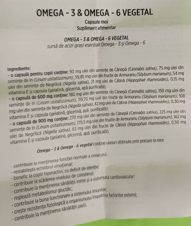 OMEGA 3 & OMEGA 6 VEGETAL pentru COPII 60 capsule moi, Hofigal [2]