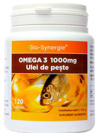 Colesterol si Trigliceride - Omega 3 ulei de peste 1000 mg, 120 capsule, Bio Synergie la Nana Plafar