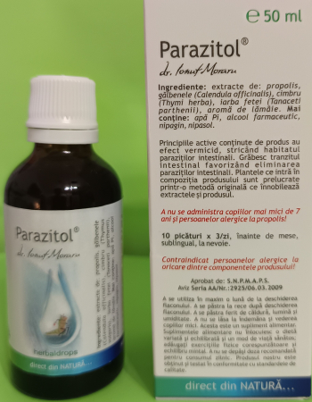 PARAZITOL HERBAL DROPS PICATURI 50 ml, ProNatura Medica la Nana Plafar [1]