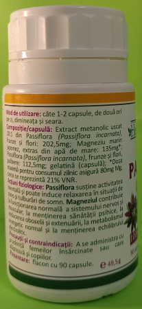 PASSIFLORA cu Magneziu 100% naturala, 90 capsule, Health Nutrition la Nana Plafar [3]
