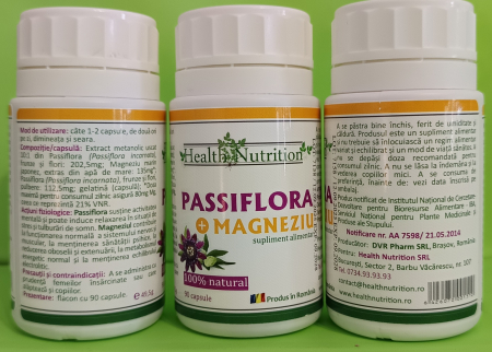 PASSIFLORA cu Magneziu 100% naturala, 90 capsule, Health Nutrition la Nana Plafar [4]
