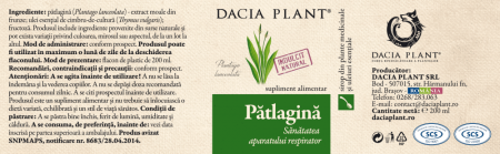 Sirop Patlagina, extract concentrat, fara zahar, 200 ml, Dacia Plant [1]