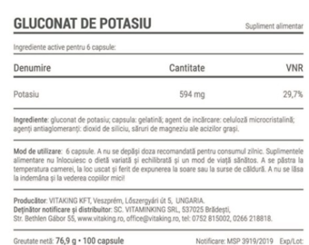 Potasiu 99mg  Vitaking la Nana Plafar [7]