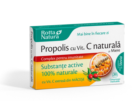 Imunitate adulti - PROPOLIS cu VITAMINA C NATURALA si MIERE comprimate masticabile Rotta Natura la Nana Plafar