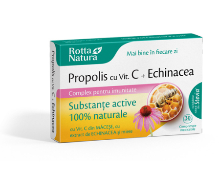 Imunitate adulti - PROPOLIS cu VITAMINA C NATURALA ECHINACEA MIERE comprimate masticabile Rotta Natura la Nana Plafar