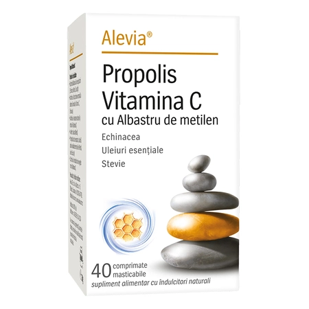 Propolis vitamina C cu albastru de metilen, 40 comprimate masticabile, Alevia la Nana Plafar