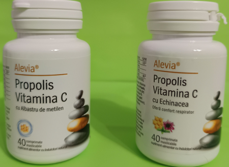 Propolis vitamina C cu albastru de metilen, 40 comprimate masticabile, Alevia la Nana Plafar [3]