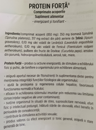 PROTEIN FORTA® Spirulina Telina Dovleac Fenicul Levantica, 60 comprimate,Hofigal [1]