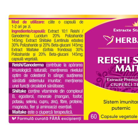 REISHI Shiitake Maitake, 60 capsule, Herbagetica la Nana Plafar [1]