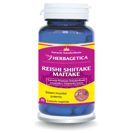 GRIPA si RACEALA - REISHI Shiitake Maitake, 60 capsule, Herbagetica la Nana Plafar