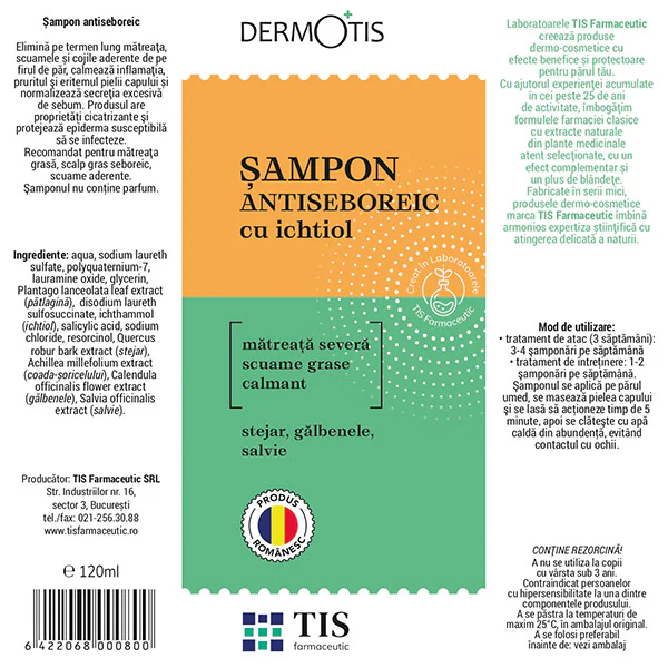 SAMPON ANTISEBOREIC cu ICHTIOL DermoTIS 120ml TIS Farmaceutic la Nana Plafar [1]