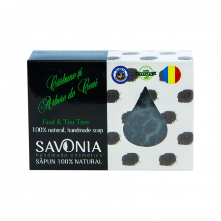 sapunuri - Sapun Natural Carbune si Arbore de Ceai, 90g, Savonia