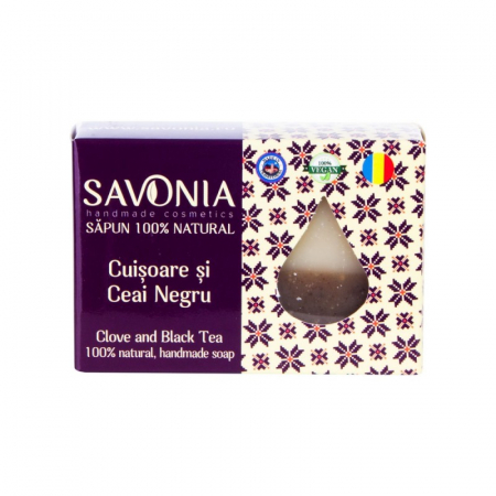 sapunuri - Sapun Natural Cuisoare si Ceai Negru, 90g, Savonia