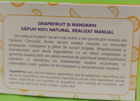 Sapun natural Grapefruit & Mandarin, 90gr, Savonia [2]