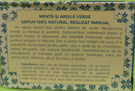 Sapun Natural Menta si Argila Verde, 90g, Savonia [3]