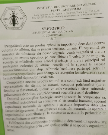 SEPTOPROP Propolis 30 comprimate orodispersabile Institutul Apicol la Nana Plafar [3]