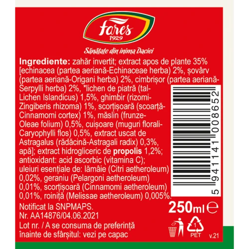 Sirop Biosept A16, 250ml, Fares [1]