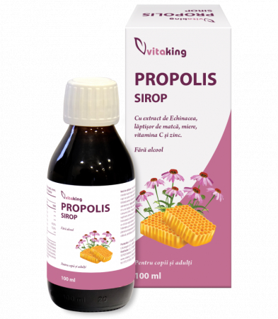Sirop cu extract de Propolis, Echinacea, laptisor de matca, miere, vitamina C si zinc - 100ml, Vitaking la Nana Plafar