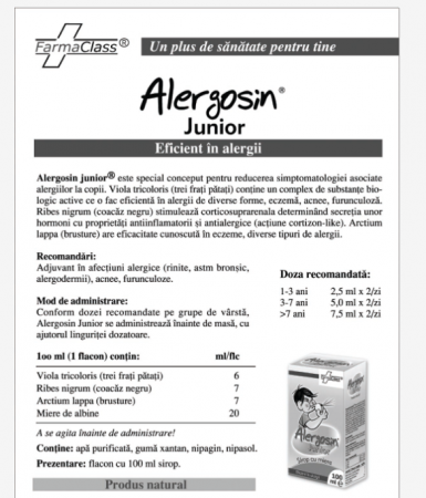 SIROP cu MIERE ALERGOSIN JUNIOR, 100 ml, de la 1AN, FarmaClass [1]