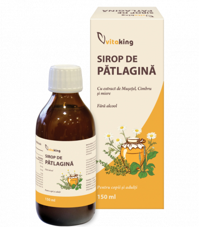 siropuri - Sirop de Patlagina cu extract de Musetel, Cimbru si miere - 150ml, Vitaking