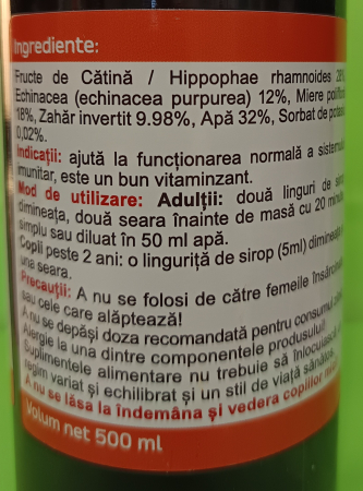 Sirop din Catina, Echinacea si Miere, 500ml - NATURA PLANT la Nana Plafar [3]