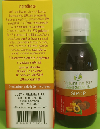 SIROP Vitamina B17 Amigdalina, 150 ml, Justin Pharma la Nana Plafar [4]