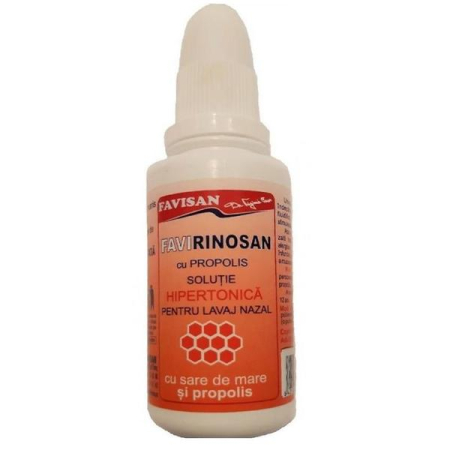 Solutie Hipertonica pentru Lavaj Nazal cu Sare de Mare si Propolis FaviRinosan, 30ml Favisan