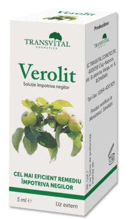 REMEDII UZ EXTERN - Solutie impotriva NEGILOR si VERUCILOR , VEROLIT cu varf aplicator, 5ml, Transvital Cosmetics la Nana Plafar