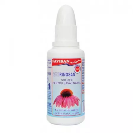 remedii nas - Solutie RINOSAN spray cu sare de mare echinacea si argila Favirinosan, 30ml - Favisan