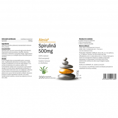 SPIRULINA 500 mg, 200 comprimate, Alevia la Nana Plafar [1]