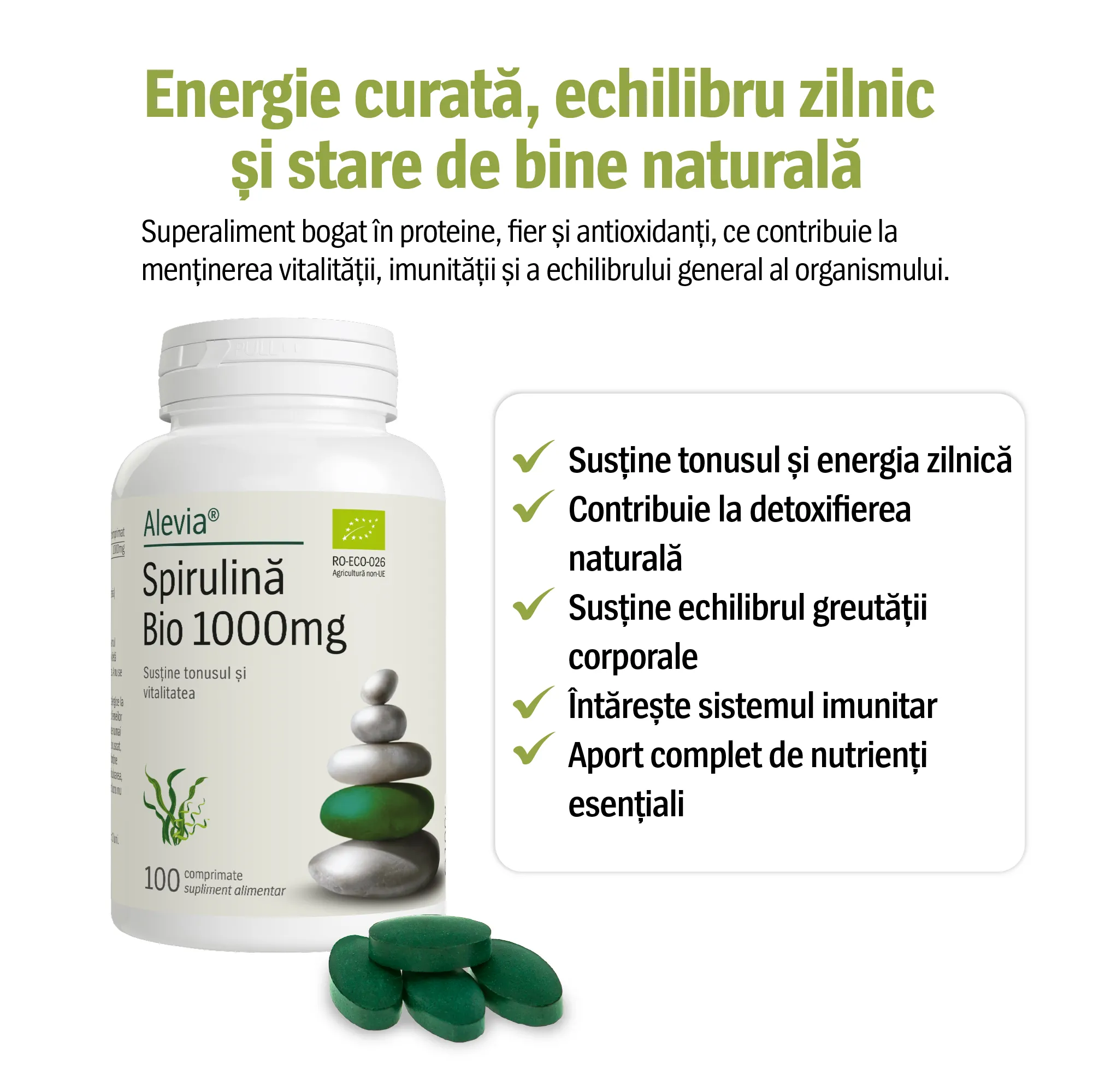 SPIRULINA BIO 1000mg, Alevia la Nana Plafar [3]