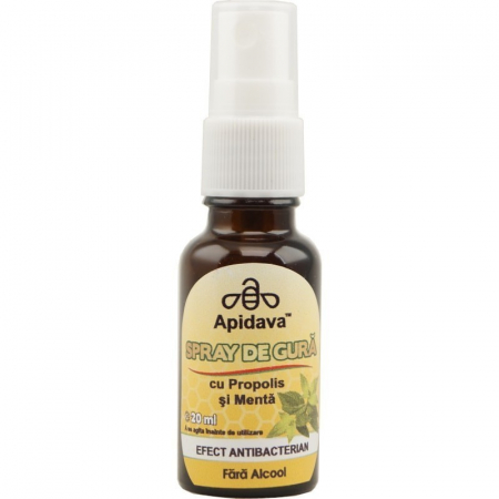 igiena orala - SPRAY de GURA cu propolis, menta, fara alcool 20ml, Apidava