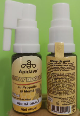 igiena orala - SPRAY de GURA cu propolis, menta, fara alcool 20ml, Apidava la Nana Plafar