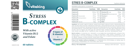 Stres B COMPLEX cu vitamina C 500 mg, 60 comprimate, Vitaking [1]