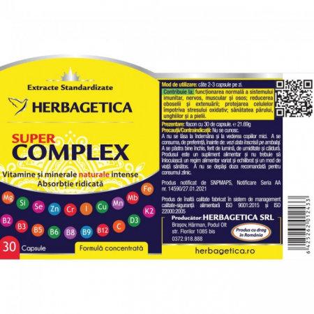 SUPER COMPLEX VITAMINE si MINERALE, HERBAGETICA [2]