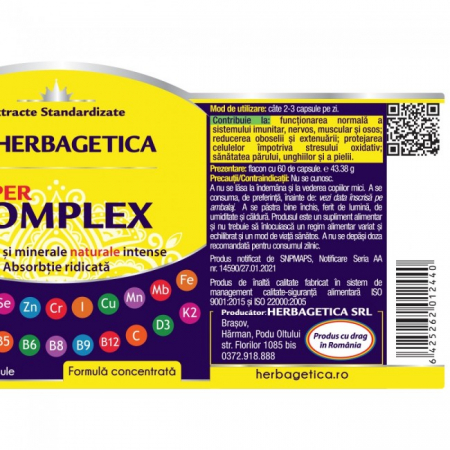 SUPER COMPLEX VITAMINE si MINERALE, HERBAGETICA [2]