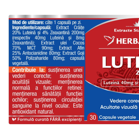 Super  LUTEINA ZEAXANTINA, capsule, Herbagetica la Nana Plafar [1]