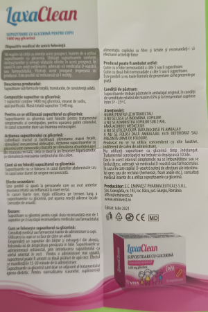 Supozitoare cu glicerina pentru copii LaxaClean, 10 bucati, Viva Pharma la Nana Plafar [2]