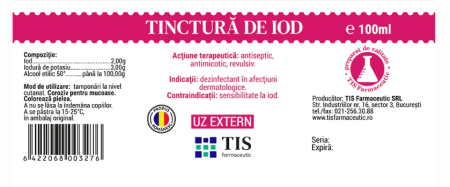 TINCTURA DE IOD, 2%, 50 ml, Tis Farmaceutic la Nana Plafar [1]