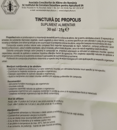 TINCTURA de PROPOLIS FORTE, 30ml, Institutul Apicol la Nana Plafar [2]