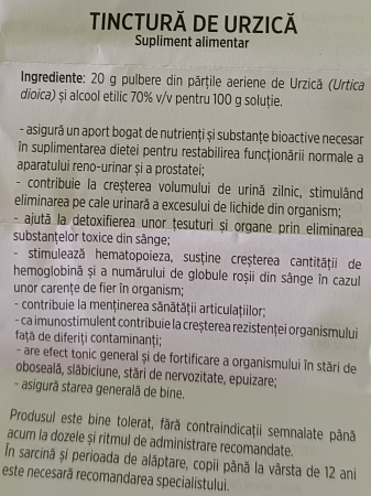 TINCTURA de URZICA, 50ml, Hofigal la Nana Plafar [1]