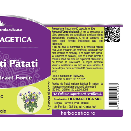 TREI FRATI PATATI 400mg, 60 capsule Herbagetica la Nana Plafar [2]