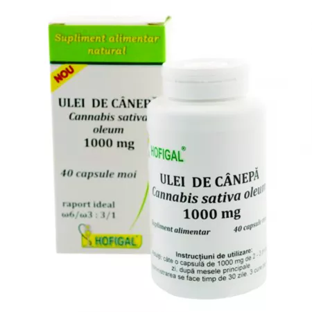 Colesterol si Trigliceride - ULEI DE CANEPA 1000mg capsule moi, Hofigal