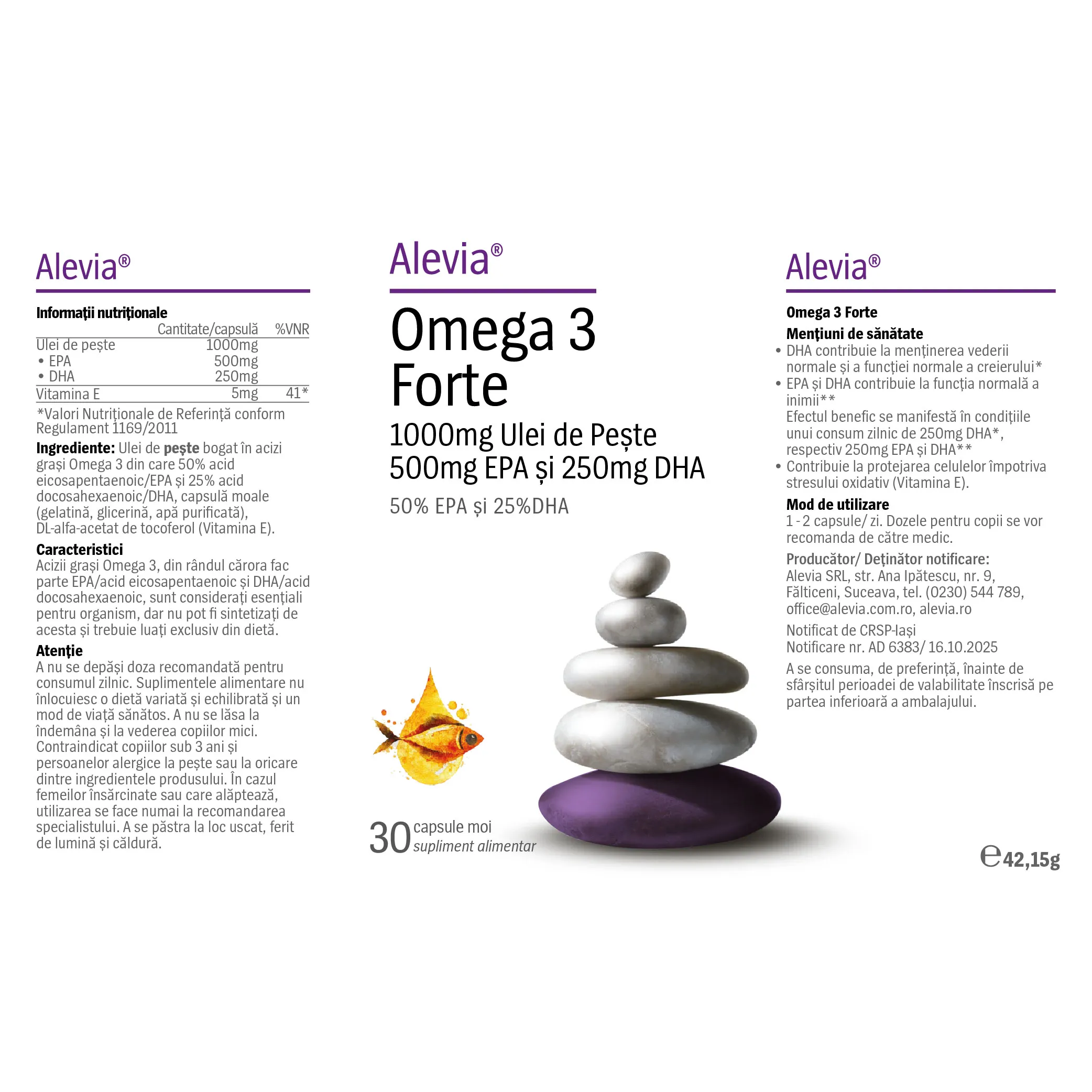 ULEI de PESTE OMEGA 3, 1000mg capsule moi, Alevia [7]