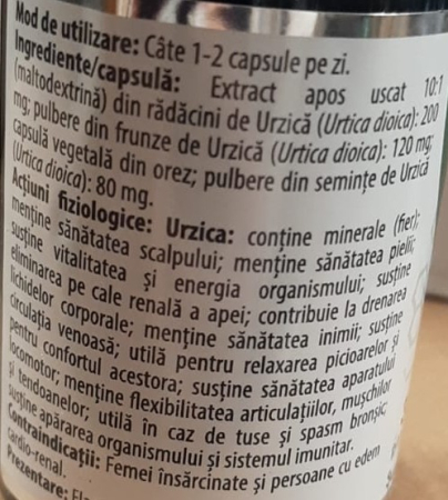 URZICA EXTRACT , capsule DVR Pharm la Nana Plafar [1]