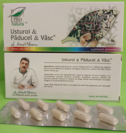 PLANTE MEDICINALE - Usturoi Paducel si Vasc, 150mg,  ProNatura Medica