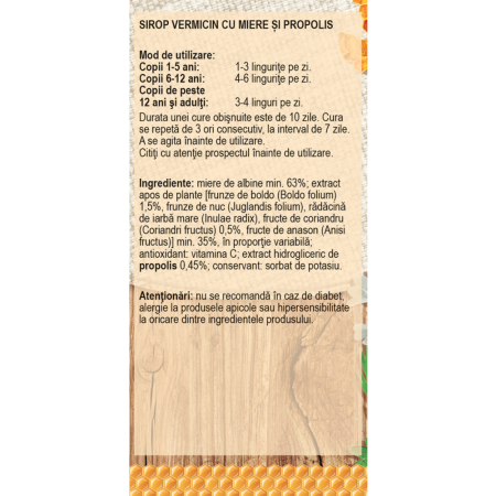 SIROP VERMICIN cu Miere şi Propolis, D73, sirop, 100 ml Fares la Nana Plafar [1]