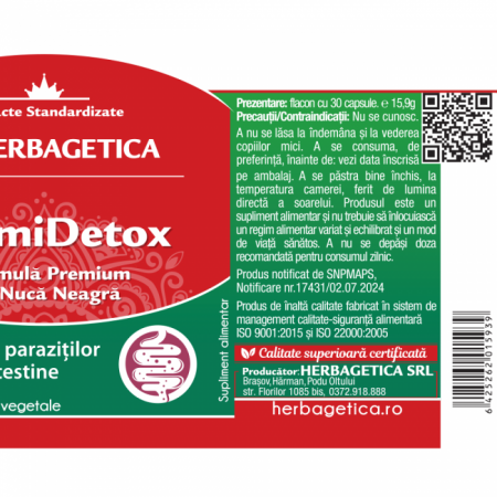VERMIDETOX Extract Nuca Neagra 100mg, Herbagetica [2]