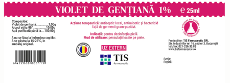 Violet de gentiana, 1%, 25 ml, Tis Farmaceutic la Nana Plafar [1]